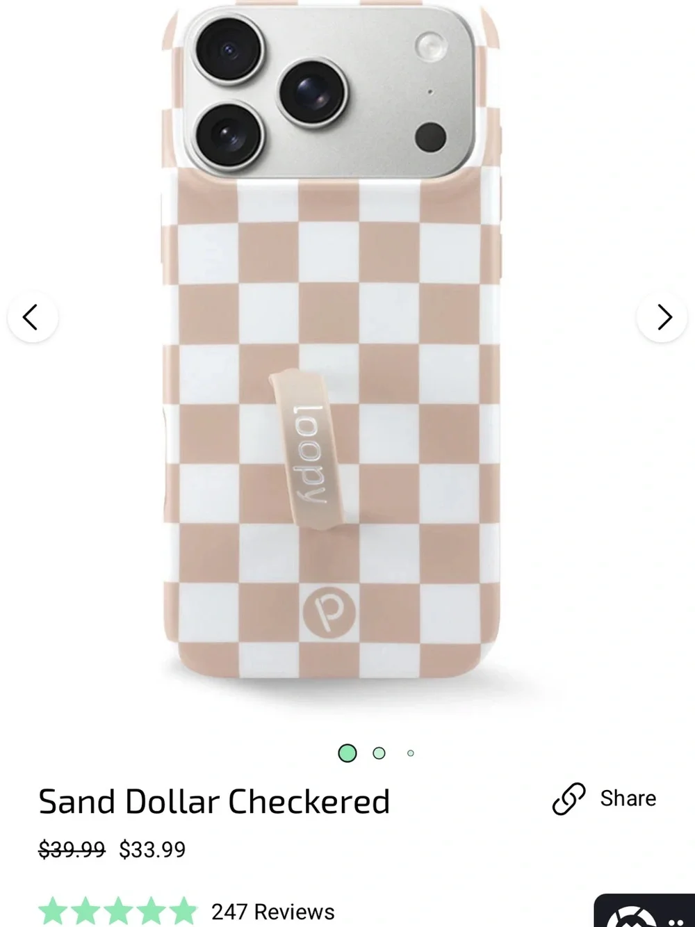 Brand new iphone 15 pro max Loopy phone Case Sand Dollar Beige & White Check